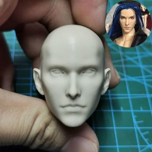 Unpainted 1/6 FF7 Rufus Face Plate Head Sculpt Carving Model Fit 12 inch Male Action Figure Body for Fans DIY