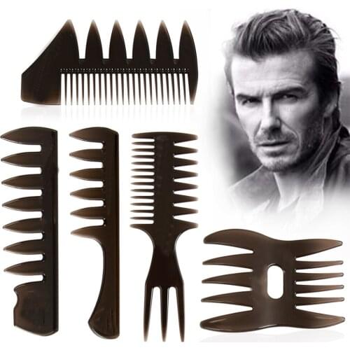 NEW! 1PC Wide Tooth Hair Brush Fork Comb Men Beard Hairdressing Brush Barber Shop Hair Styling Tools Salon Accessory Five Styles