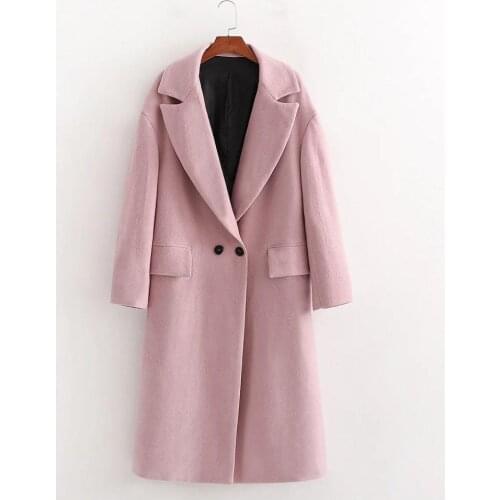Fad Fall Winter Women Pink Coat Long Elegant Casual windbreaker Outerwear Trench parka female Women Winter Clothes