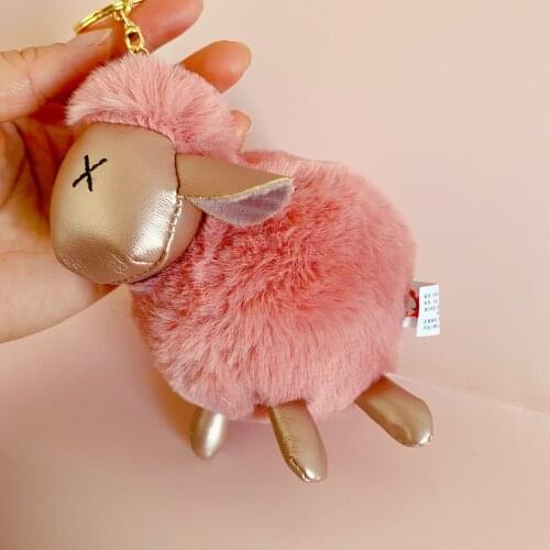 Plush pendant doll lamb keychain leather sheep schoolbag mobile phone accessories car key pendant plush toys stuffed animal