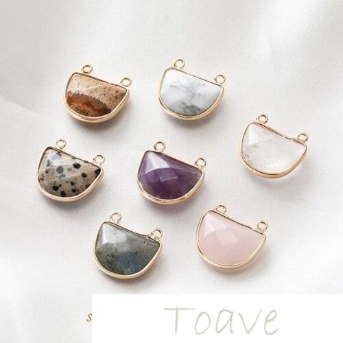 Natural stone semicircle double hole hanging diy earrings hand-made material accessories