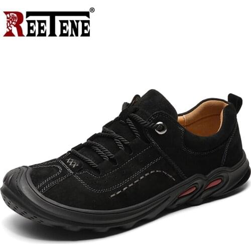 REETENE Fashion MenS Leather Casual Shoes Spring MenS Driving Shoes Outdoor Non-Slip Shoes Men Big Size 38-46 MenS Loafers