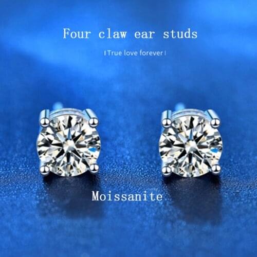 S925 Sterling Silver Stud Earrings 0.5CT Moissanite Earrings Diamond Ear Jewelry Shiny Moissanite Exquisite Jewelry Gift Party