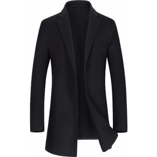 Shanghai Story Wool Blend Woolen Mens Casual Trench Overcoat Design Slim FitSingle Breasted Office Suit Jackets Coat