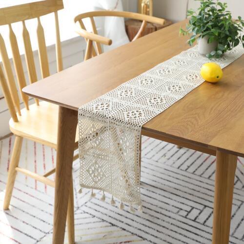 Nordic White Lace Table Runner Wedding Floral Table Cloth Chair Sash Banquet Wedding Baptism Party Table decoration chemin de ta