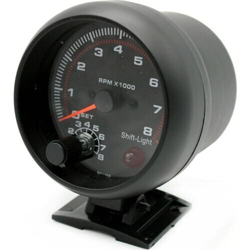 3.75" Black Face Black Shell Tachometer Car Modified Rpm Gauge 12V Racing Modification Speedometer