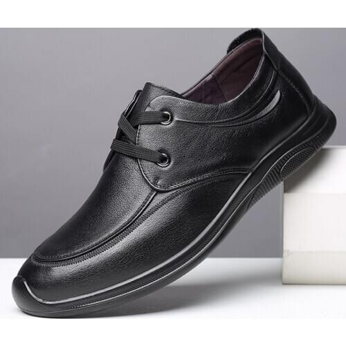 Men Shoes Autumn Genuine Leather Shoes Men Business Casual Office Formal Natural Leather Shoes Man Dad Flats Formal Shoe