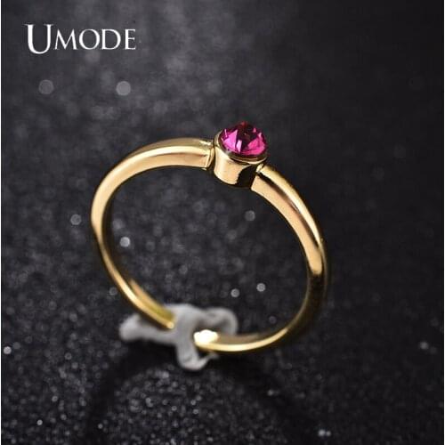 UMODE 2021 NEW Red Round CZ Ring for Women Femme Adjustable Cubic Zirconia Wedding Rings Rhinestone Fashion Jewelry UR0607
