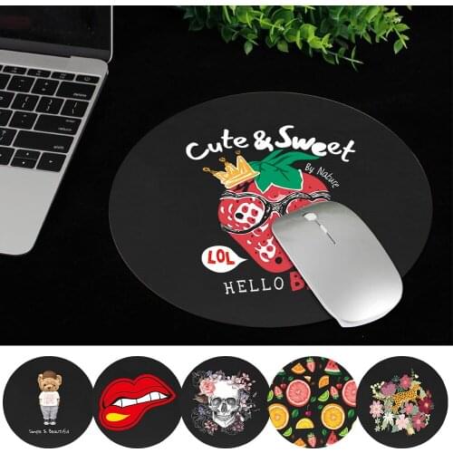Universal PC Mouse Padding Leather Waterproof Cute Cartoon Pattern 22*22 cm Round Mouse Pad 22x22 CM for MacBook Xiaomi Lenovo