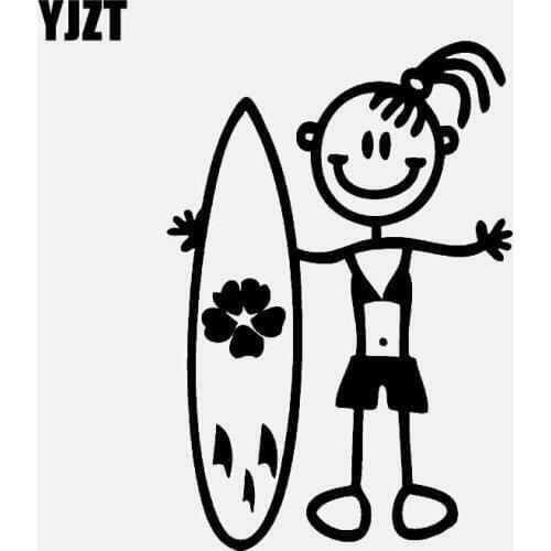 YJZT 6.4CM*9.4CM Mom 3 Surf StickersFamily Car Stickers Family Vinyl Decal Black/Silver C3-2246