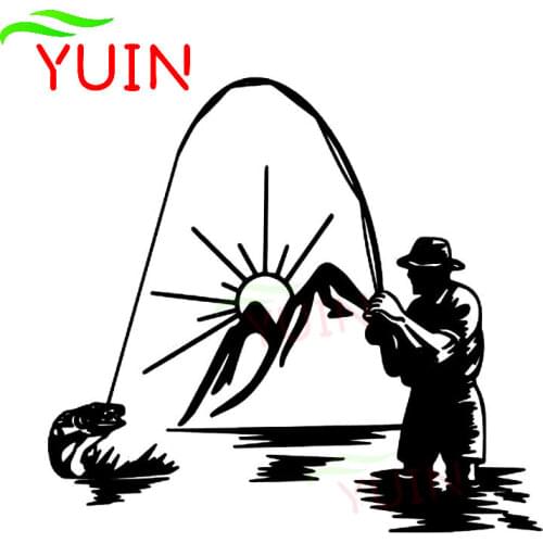 Sunset Fishing Car Stickers Cars Accessories Fashion Rear Windshield Bumper Decoration High Quality Waterproof Sunscreen Decals