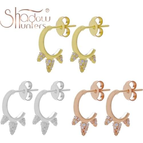 SHADOWHUNTERS Genuine 925 Sterling Silver Crystal Christmas Tree Stud Earrings For Women Luxury Femme Party Silver 925 Jewelry