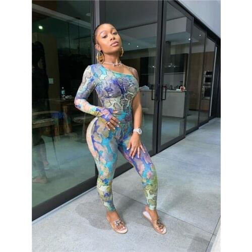 Imcute Tie Dyeing Print 2 Pieces Set Tracktsuit 2020 Sexy Women Off Shoulder Single Sleeve T-shirt Top High Waist Long Pants