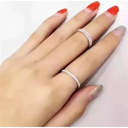 Hot Sale Genuine 925 Sterling silver Diamond Stone Ring Fine Jewelry Simple Round Thin Rings for Women Element Ring gift