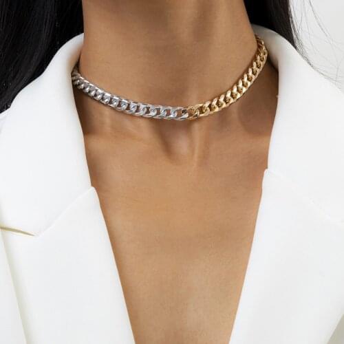 2021 New Womens Simple Geometric Cross Chain Necklace Punk Hip Hop Trend Single Layer Mixed Color Necklace Wedding Party Gift