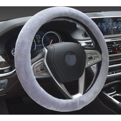 Winter Thicken Short Plush Car Steering Wheel Cover Universal Size /Warm Fluffy Steering Wheel Braid Easy to Install