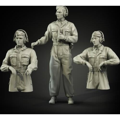 1/35 Tankers with Cammo-Overall Set, Resin Model Soldier, GK, World War II military theme, Unassembled and unpainted kit