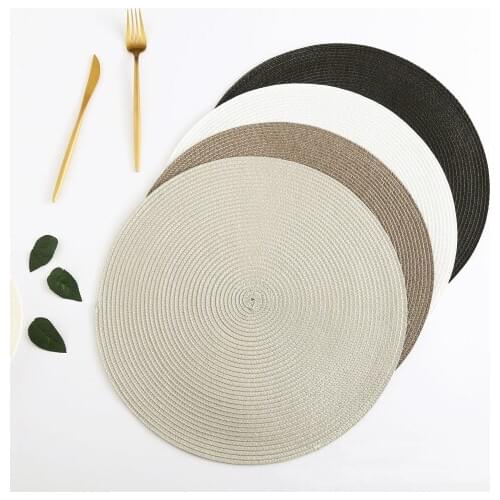 1pc Table Round Placemat Weave PP Dining Napkin Mats Bowl Pad Hotel Cutlery Table Decoration Tray Mat Braided Style Placemat