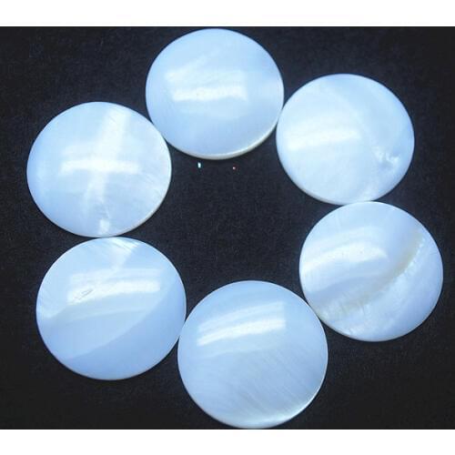 20pcs nature white shell beads cabochons round shape size 25mm freshwater shell cabochons no hole loose beads accessories