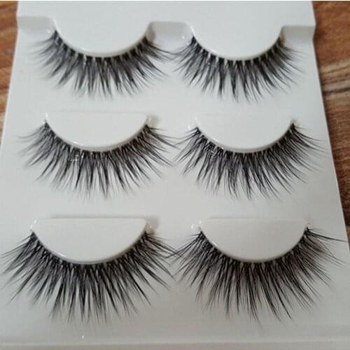 3 Pairs Natural Makeup Eye Lashes Handmade Thick Cross False Fake Eyelashes Thick Long Black Eyelashes set