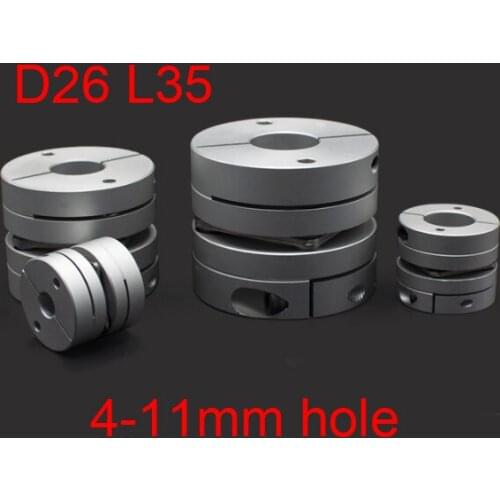 4mm to 11mm D26 L35 Flexible Double diaphragm coupling shaft Disc coupler aluminium membrane Laminated Servo motor screw rod