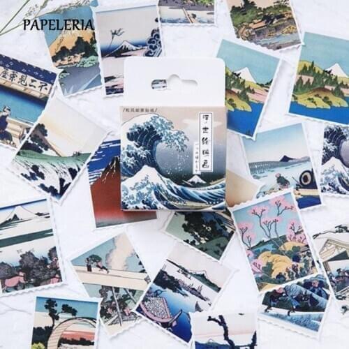46Pc/box Japanese Wave Mini Paper Sticker Decoration DIY Diary Scrapbooking Seal stamp Journal Stickers Kawaii Stationery
