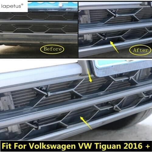 Lapetus Accessories Fit For Volkswagen VW Tiguan 2016 - 2020 Front Head Grille Insert Net Screening Mesh Molding Cover Kit Trim