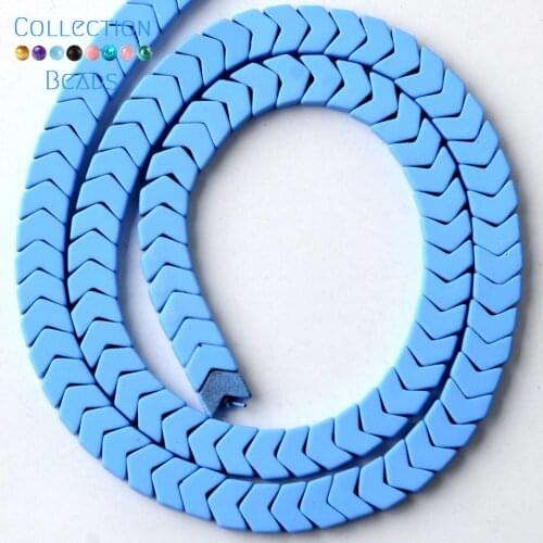 Natural Stone Sky Blue Rubber Arrow Hematite Round Spacer Loose Beads For DIY Jewelry Making Necklace Bracelet Accessories 6x3mm