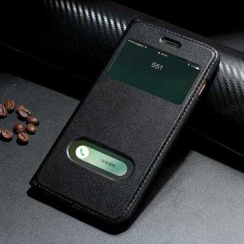 Genuine Leather Case For Iphone 7 8 Plus Case For XS Max Cover Window View Protection Coque For Iphone X XR SE 2020 Cases Fundas