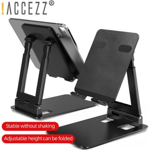 !ACCEZZ Tablet Stand Holder Adjustable Metal Adjustable Foldable Mobile Phone Holder For iPhone 12 iPad Samsung Xiaomi Huawei