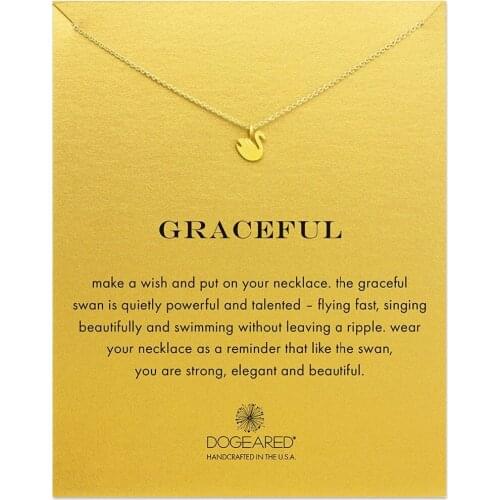 Graceful Swan Wings Pendant Necklace Alloy Color Protection Fashion Clavicle Necklace Jewelry for Women (with card)