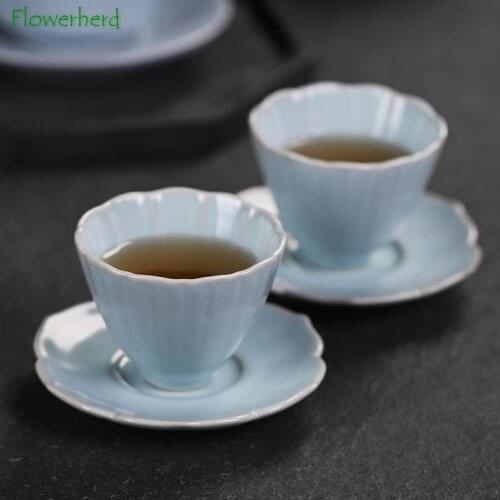 Ceramic Tea Cup Teaware Kung Fu Tea Set Cup Handmade Teacup Coaster Tea Trays Tea Bowl
