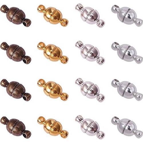 Pandahall 100 Sets 11x5mm Oval Round Brass Magnetic Clasps Connectors DIY Jewelry Findings Accessories Nickel Free Components
