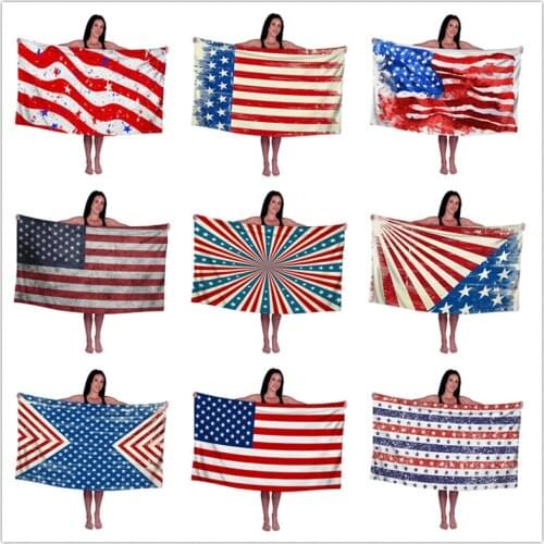 Light Weight Towel American Flag Print Beach Towels No Sand Oversized Absorbent Compact Beach Swimming Blanket 140*70cm