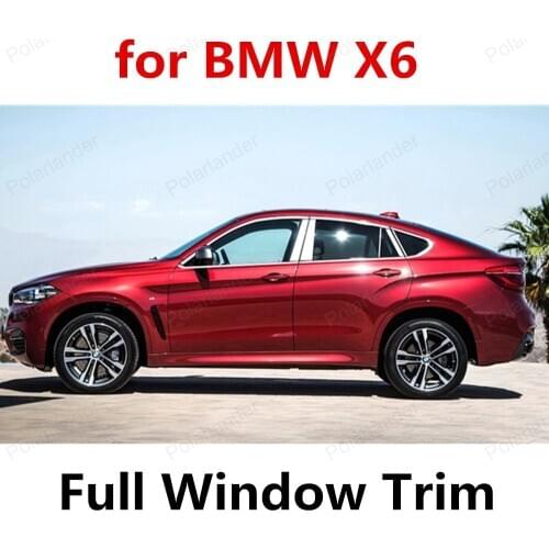 Hot!! For BMW X6 Stainless Steel full Car Window Trim with column Decoration Accessories Car Sill Trim