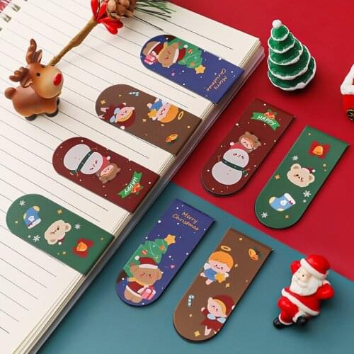 Cartoon Christmas Magnetic Bookmark Cute and Personalized Exquisite Bookmark Student Double-sided Paper Book Page Folder