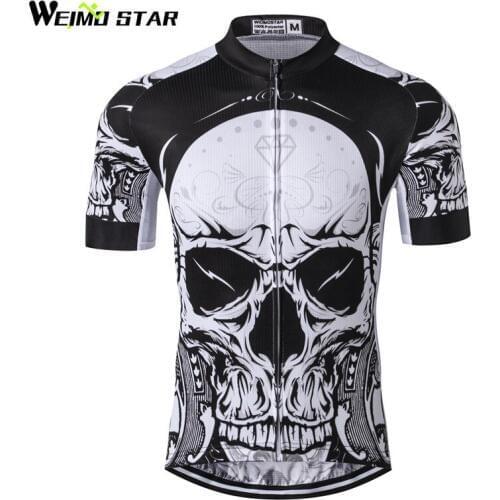 Weimostar 2019 Skull Cycling Jersey Shirt Men Summer Short Sleeve MTB Bicycle Cycling Clothing 100% Polyester Road Bike Jersey