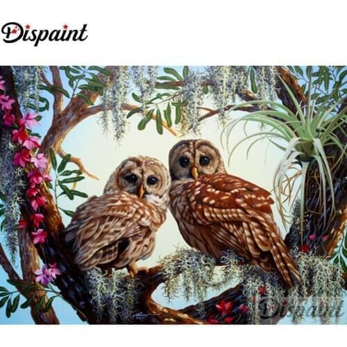 Dispaint Full Square/Round Drill 5D DIY Diamond Painting "Animal owl scenery" 3D Embroidery Cross Stitch Home Decor Gift A11126