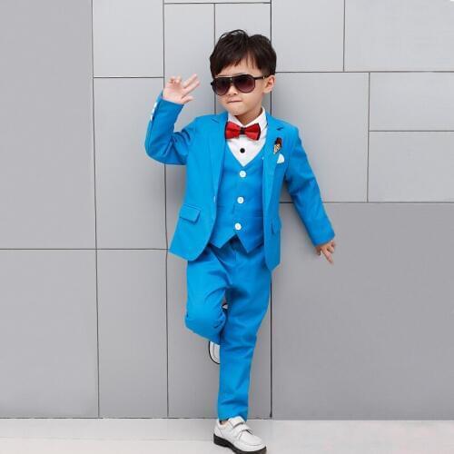 Flower Boys Formal Groom Suit Kids Wedding Jackets Vest Pants Tie Clothes Children Blazer School Graduation Costume Tuxedo Dress