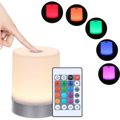 Portable USB Touching Control Night Light with Remote 13 Colors 3 Modes Night Lamp Timer Dimmable RGB Bedside Table Desk Lamp