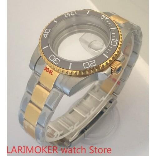 Transparent back 40mm sapphire glass case with 904L stainless steel bracelet with ETA NH36 MH35 case gray bezel