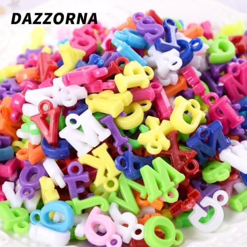 50Pcs/lot Multicolor Acrylic Pendant English Letter Shape Pendant for DIY Jewelry Making Handicraft Accessories