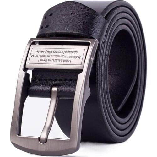 Luxury Cowskin Genuine Leather Men Belt Designer for Pants Suits Wide Metal Buckle Strap Male Belts Vintage Pin Buckle Belt Gift