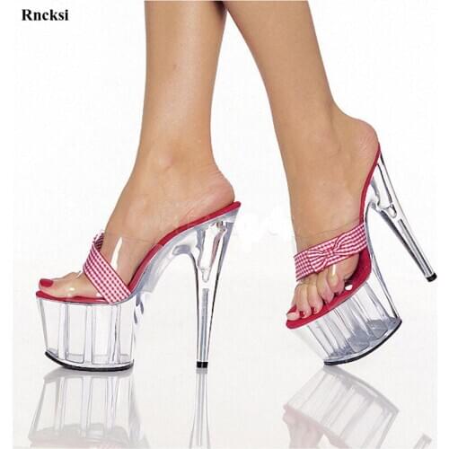 Rncksi New Transparent Sexy sandals Cinderellas glass slipper shoes during summer 15cm high-heeled shoes Thin Heels Dance Shoes