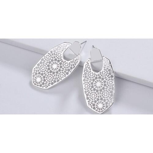 Silver Color Filigree Oval Teardrop Shape Collocation Jewelry Oster Statement Dangle Drop Earrings for Women Fashion New