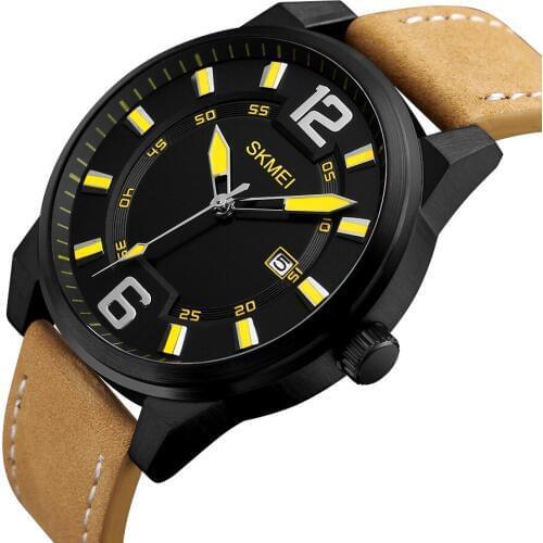 Skmei Mens Watch Brand Luxury Sports Quartz-Watch Fashion Watches Military Leather Strap Men Wristwatch Relogio Masculino 1221