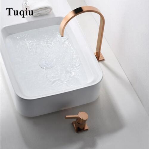 Basin Faucet Brass Rose gold Bathroom Faucet Sink Mixer Tap Vanity Hot Cold Water Bathroom Faucets New Arrival