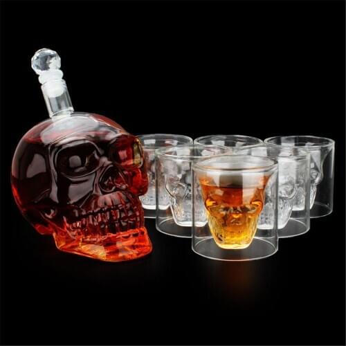 4 Sizes Glass Skull Head Bottle Gothic Crystal Wine Vodka Whiskey Water Bottle Skull Wine Decanter Barware Home Bar Tools