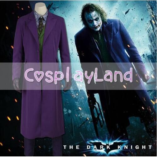 The Dark Knight Joker Costume Joker Suit Outfits Classic Halloween Cosplay Movie Hero Costume Full Set Custom Made