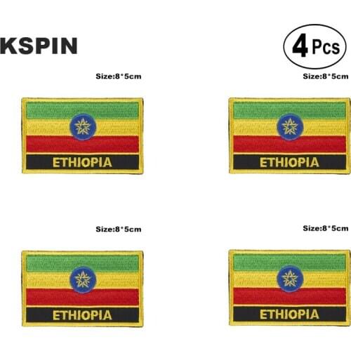 Ethiopia Rectangular Shape Flag Iron on Saw on Patches Embroidered Flag Patches National Flag Patches for Clothing DIY
